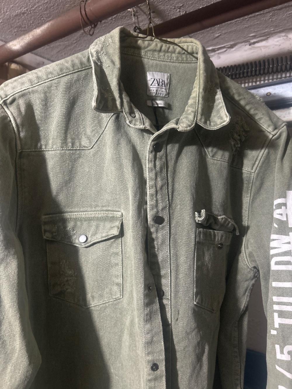 Zara Western Demin Shirt Green Rare
